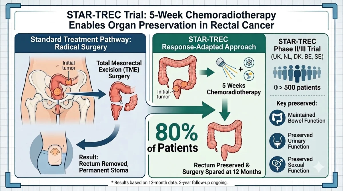 STAR-TREC Trial Shows 5-Week Chemoradiotherapy Spares 80% of Rectal Cancer Surgery
